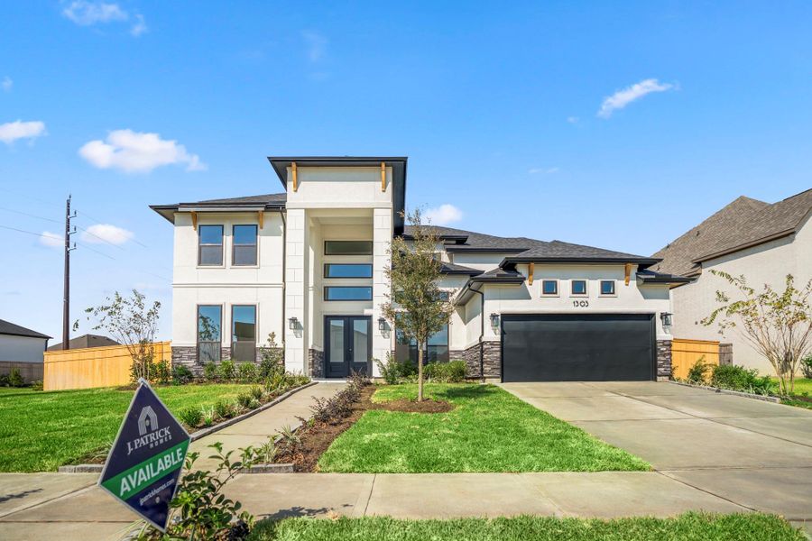 Front exterior of a new home in Sienna 70′ Lots, Missouri City, TX, highlighting curb appeal (Image 29).