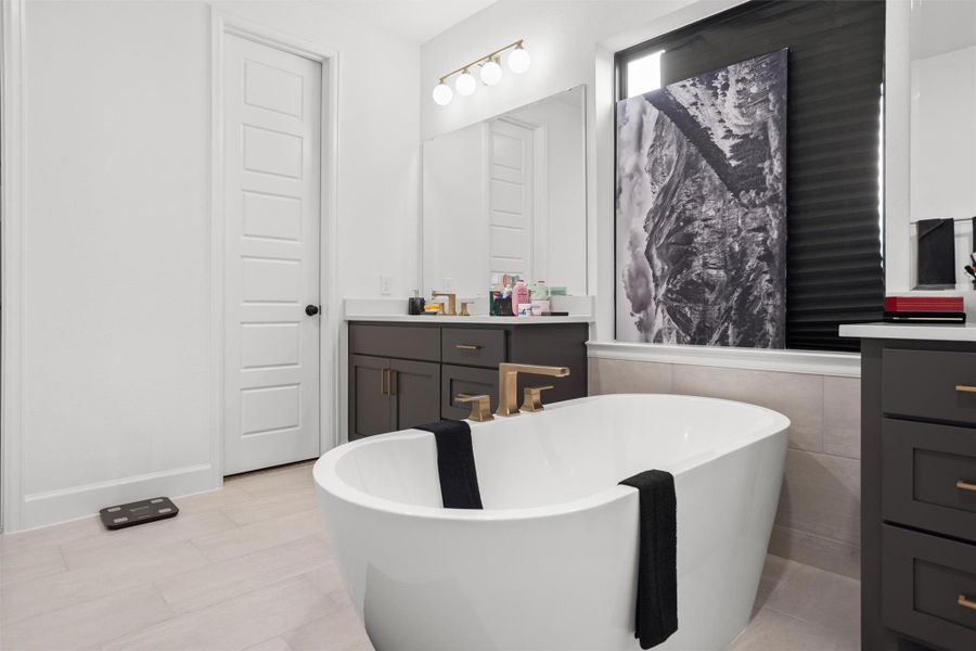 Freestanding tub creates an elegant focal point