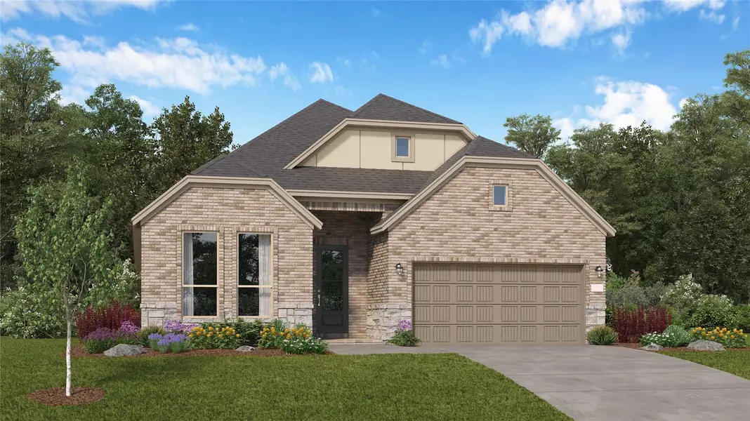 Front exterior of a new home in Anniston: Richmond Collection, Katy, TX, highlighting curb appeal (Image 1).
