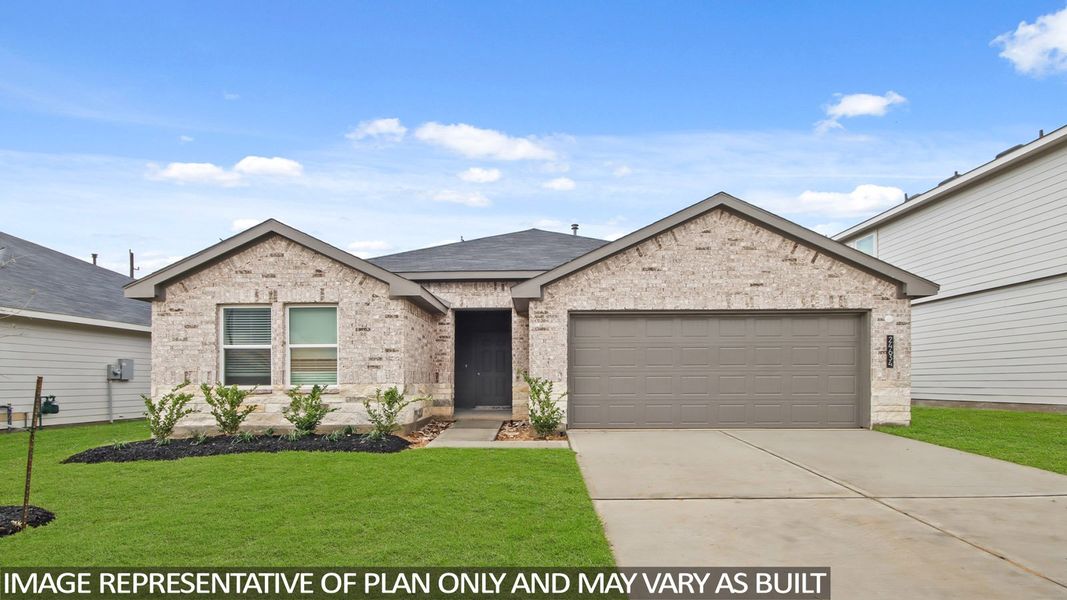 Representative exterior photo of a completed home built from the Huntsville by D.R. Horton in Grand Pines, Magnolia, TX (Image 1).