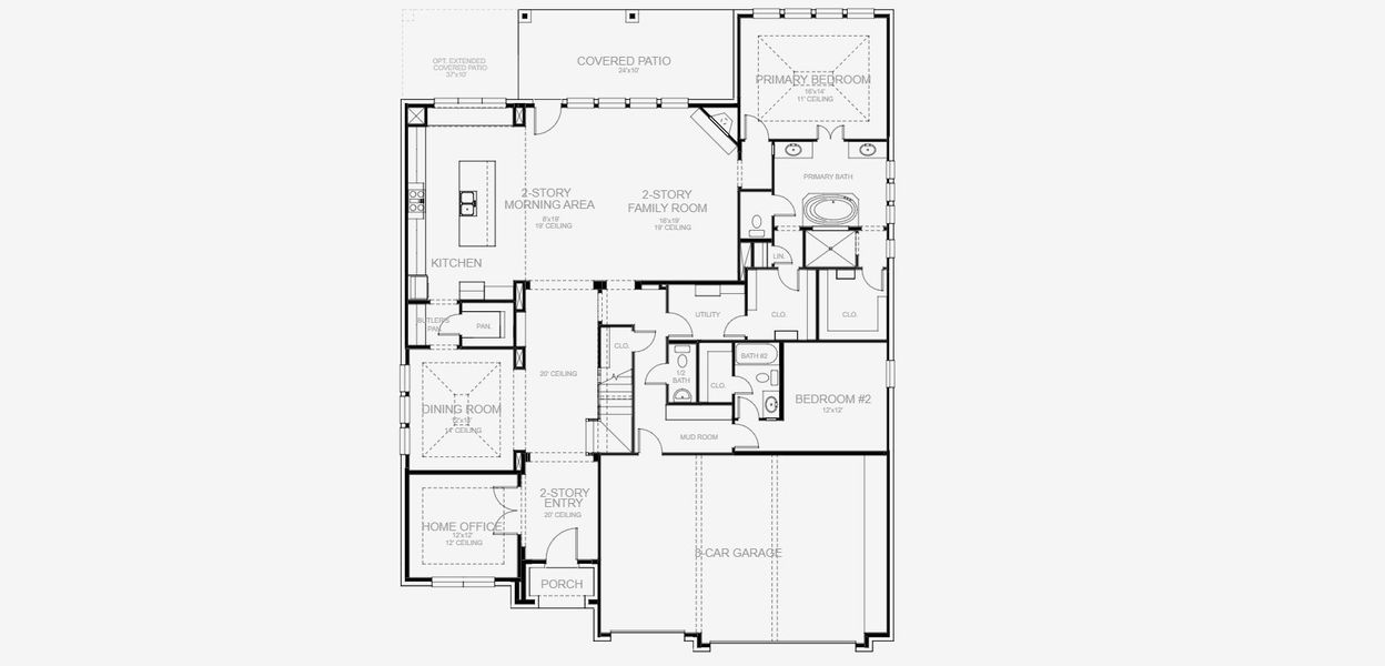 2D floor plan layout for the 4054W by Perry Homes in Legacy Prairie at Katy Court, Katy, TX (Image 3).