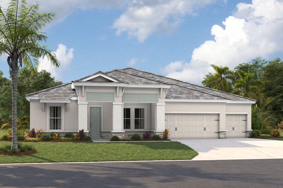 Representative exterior photo of a completed home built from the Key Largo by Homes by WestBay in Oakfield, Parrish, FL (Image 2).