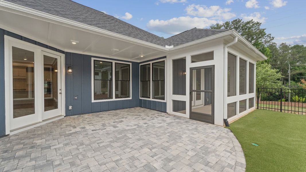 Exterior details and patio area of a home in The Courtyards at Redbud Lane, Canton (Image 27). Exterior details and patio area of a home in The Courtyards at Redbud Lane, Canton (Image 27).