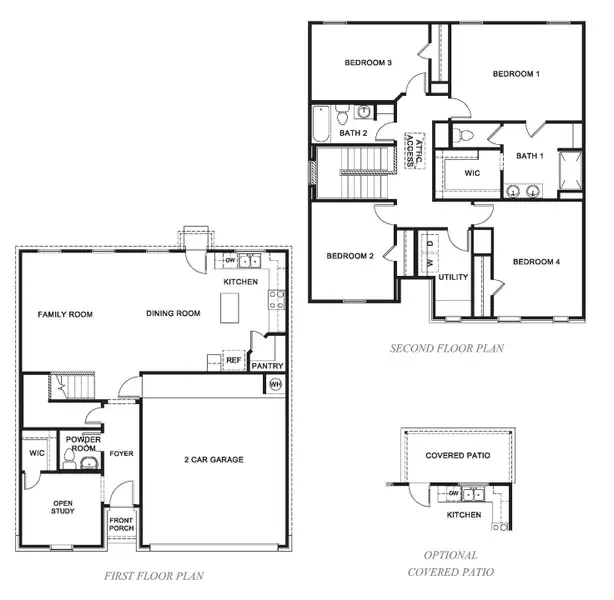 2D floor plan layout for the Madison by D.R. Horton in Creekside Hills, Copperas Cove, TX (Image 3).