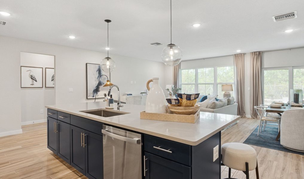 Center island in kitchen