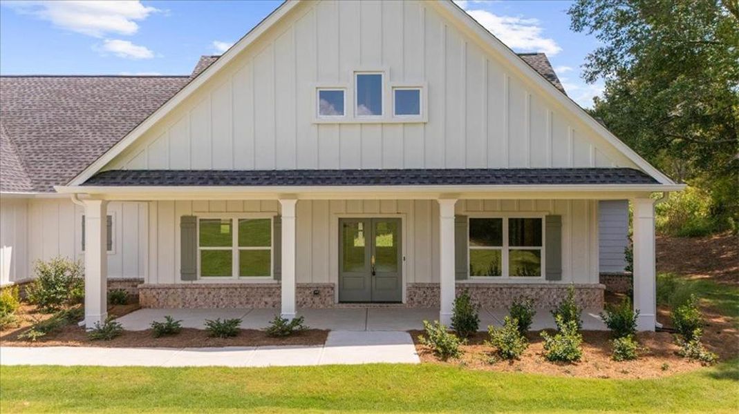Front exterior of a new home in , Cumming, GA, highlighting curb appeal (Image 26).
