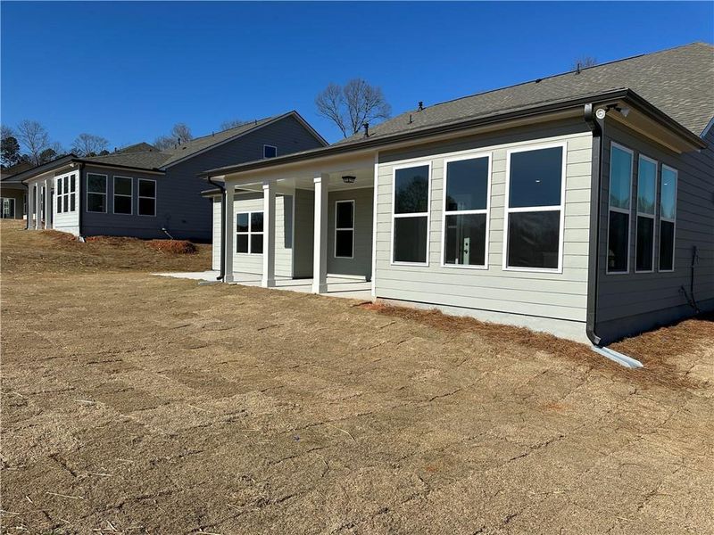 Exterior details and patio area of a home in Rosewood Lake Preserve, Hoschton (Image 3).