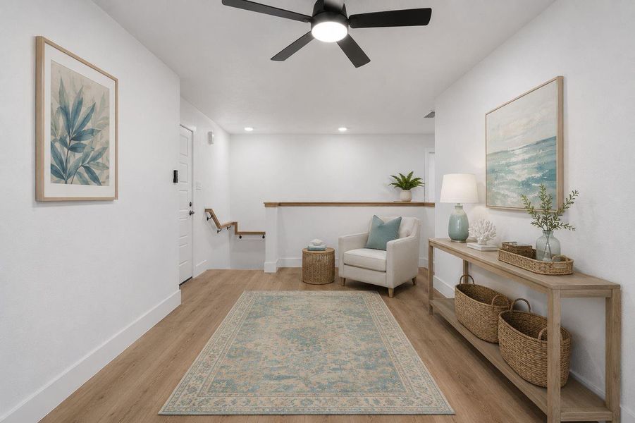 At the top of the stairs is a bonus room - could be a sitting room, a play room, or a game room. Virtually staged to imagine its full potential. At the top of the stairs is a bonus room - could be a sitting room, a play room, or a game room. Virtually staged to imagine its full potential.