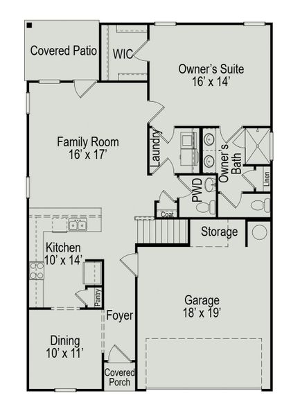 2D floor plan layout of this home in Fulshear Lakes, Fulshear, TX (Image 3).