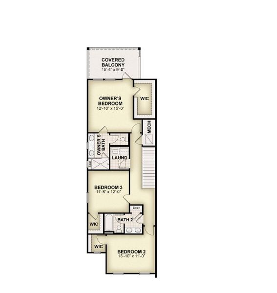 2D floor plan layout for the Franklin by Rockwell Homes in Harvest at Ovation - Townhomes, Winter Garden, FL (Image 7).