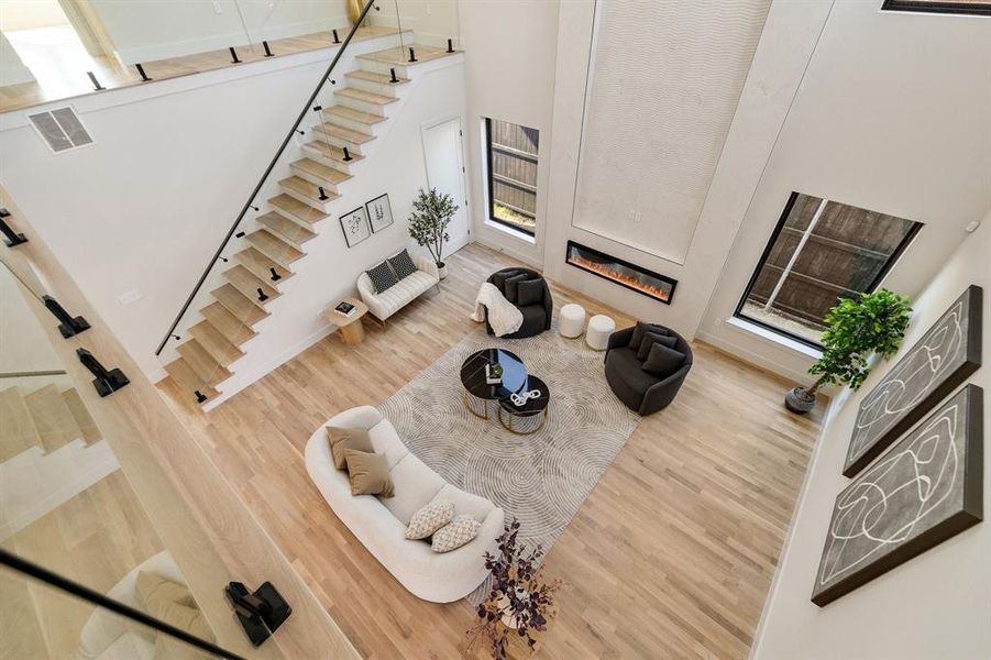 Living room featuring hardwood / wood-style flooring