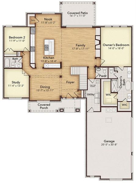 2D floor plan layout of this home in Berkshire Estates, Mesquite, TX (Image 3).