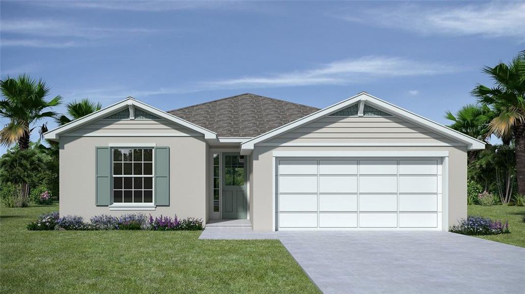 Front exterior of a new home in , Palm Coast, FL, highlighting curb appeal (Image 1). Front exterior of a new home in , Palm Coast, FL, highlighting curb appeal (Image 1).