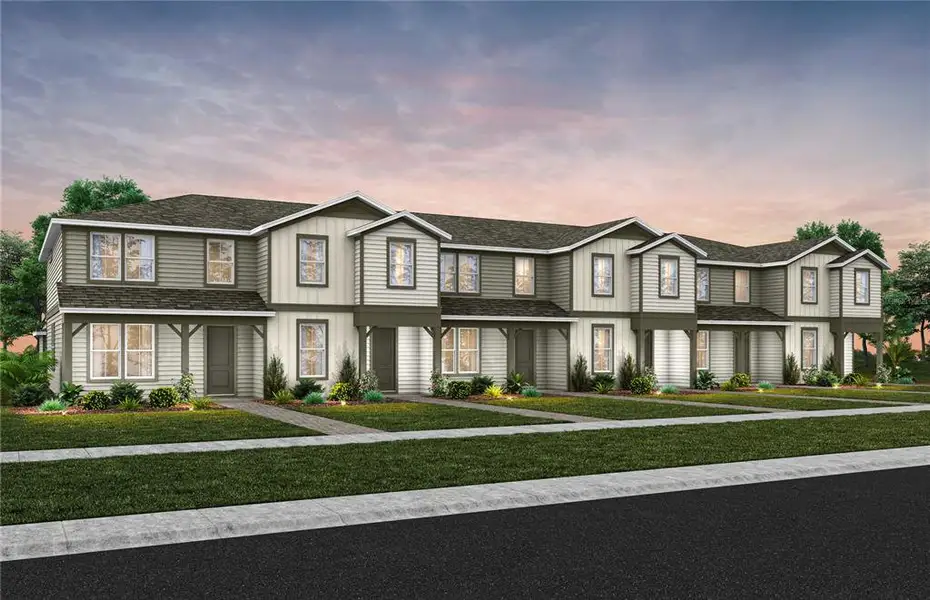 Front exterior of a new home in The Grow, Orlando, FL, highlighting curb appeal (Image 1). Front exterior of a new home in The Grow, Orlando, FL, highlighting curb appeal (Image 1).