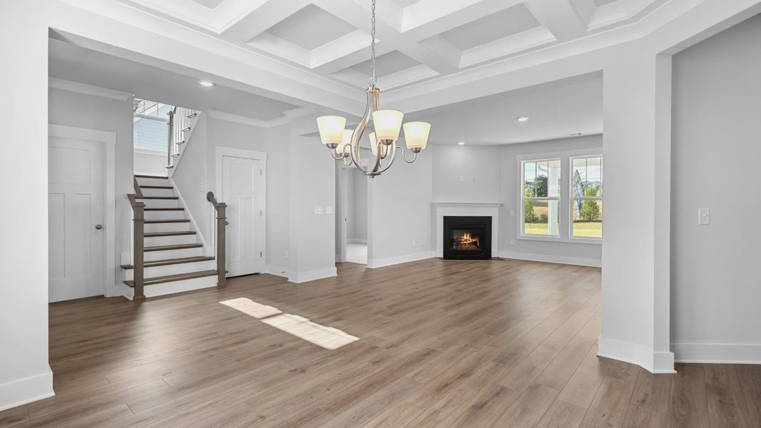 2 story single family home, all white, dining room