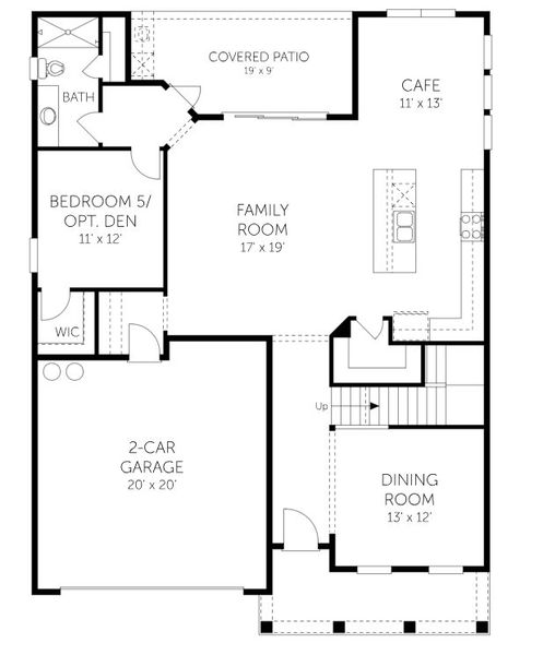 2D floor plan layout for the Fernandina - Single Family Homes by Dream Finders Homes in Pirates Bluff, Yulee, FL (Image 5).