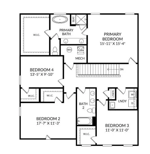 2D floor plan layout of this home in Madison at Buice Lake, Acworth, GA (Image 4).