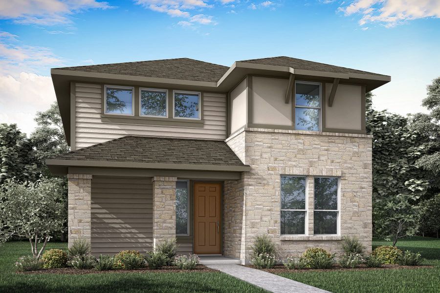 Representative exterior photo of a completed home built from the Victoria by Tri Pointe Homes in Painted Tree, McKinney, TX (Image 19).