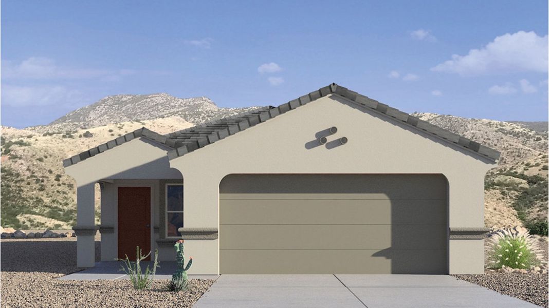 Representative exterior photo of a completed home built from the Amber by D.R. Horton in Coronet at Gladden Farms, Marana, AZ (Image 2).