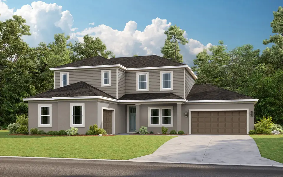 Representative exterior photo of a completed home built from the Anna Marie by Taylor Morrison in Hammock at Two Rivers, Zephyrhills, FL (Image 18).