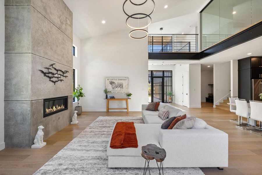 The second floor hallway is open to the great room and foyer below.