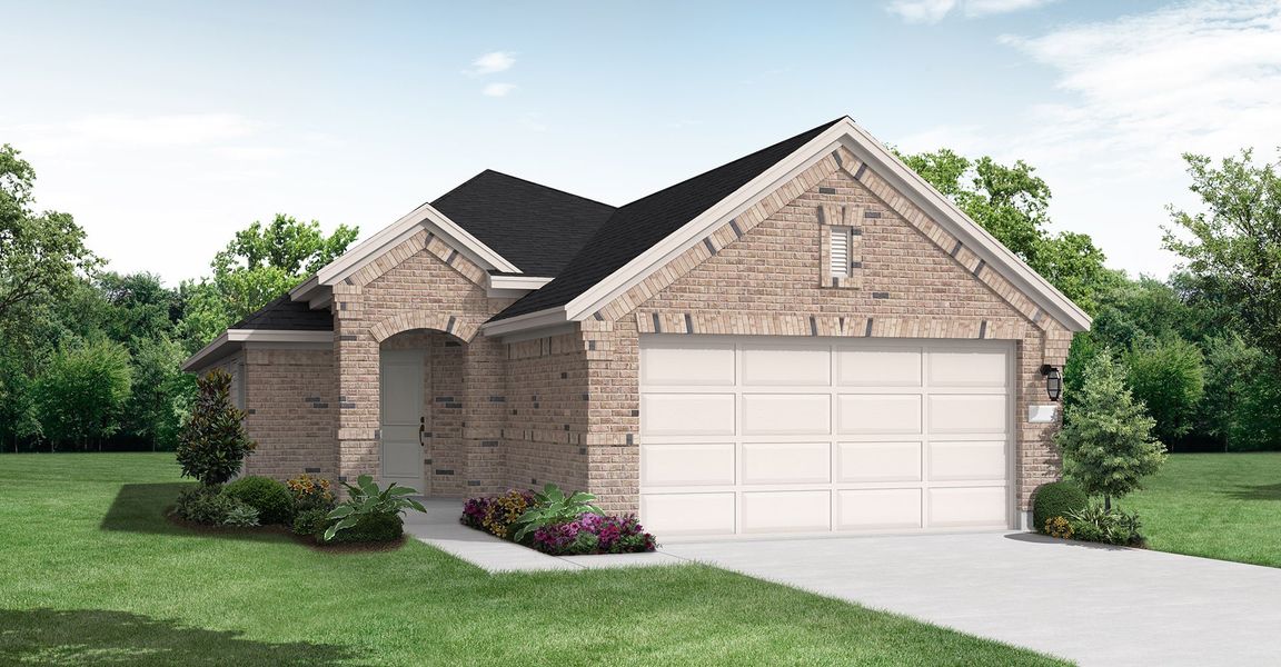 Front exterior of a new home in Escondido, Magnolia, TX, highlighting curb appeal (Image 1). Front exterior of a new home in Escondido, Magnolia, TX, highlighting curb appeal (Image 1).
