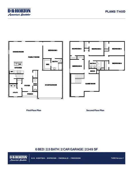 2D floor plan layout for the Dallas by D.R. Horton in New Waverly Station, New Waverly, TX (Image 4).