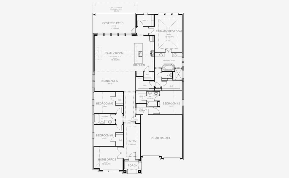 2D floor plan layout for the 2669W by Perry Homes in Juniper Springs 60', Lockhart, TX (Image 3). 2D floor plan layout for the 2669W by Perry Homes in Juniper Springs 60', Lockhart, TX (Image 3).