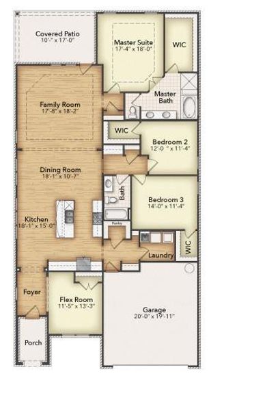 2D floor plan layout of this home in Northstar, Haslet, TX (Image 5). 2D floor plan layout of this home in Northstar, Haslet, TX (Image 5).