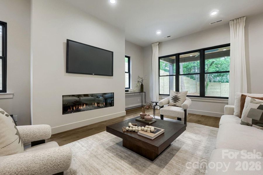 Living Space with 60” linear natural-gas fireplace