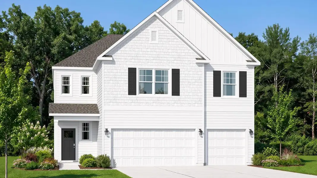 Representative exterior photo of a completed home built from the Guilford by D.R. Horton in Saunders Village, Northwest, NC (Image 1). Representative exterior photo of a completed home built from the Guilford by D.R. Horton in Saunders Village, Northwest, NC (Image 1).