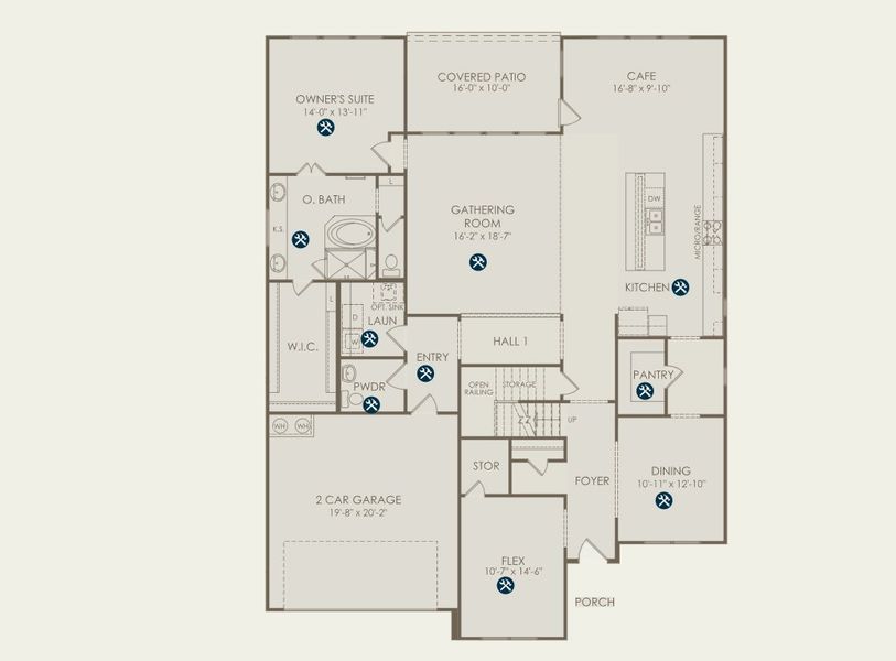 2D floor plan layout for the Oglesby by Pulte Homes in Ryehill, Rosenberg, TX (Image 4).
