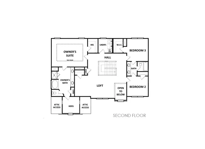2D floor plan layout for the (GA)The Wilmington | Front Entry by Reliant Homes in Woodland Hills, Loganville, GA (Image 4).