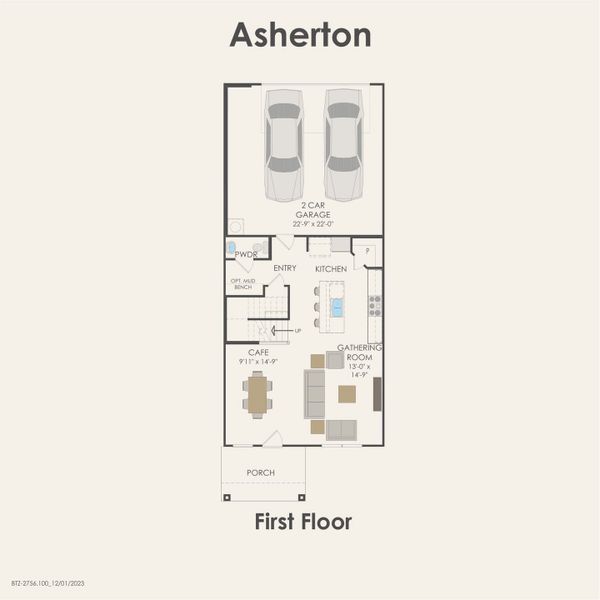 2D floor plan layout of this home in Monarch on Main, Round Rock, TX (Image 3).