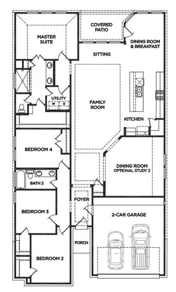 2D floor plan layout for the The Carolina by McKinley Homes in River Ranch Meadows, Dayton, TX (Image 2). 2D floor plan layout for the The Carolina by McKinley Homes in River Ranch Meadows, Dayton, TX (Image 2).