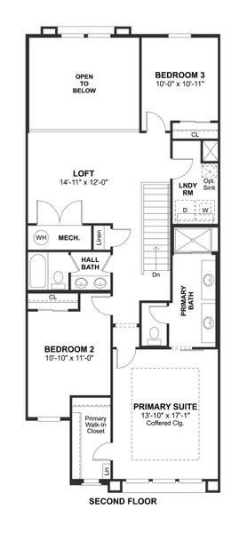 2D floor plan layout for the Sea Bright II - Interior Unit by K. Hovnanian® Homes in Serenity at Sonoran Foothills, Phoenix, AZ (Image 4).