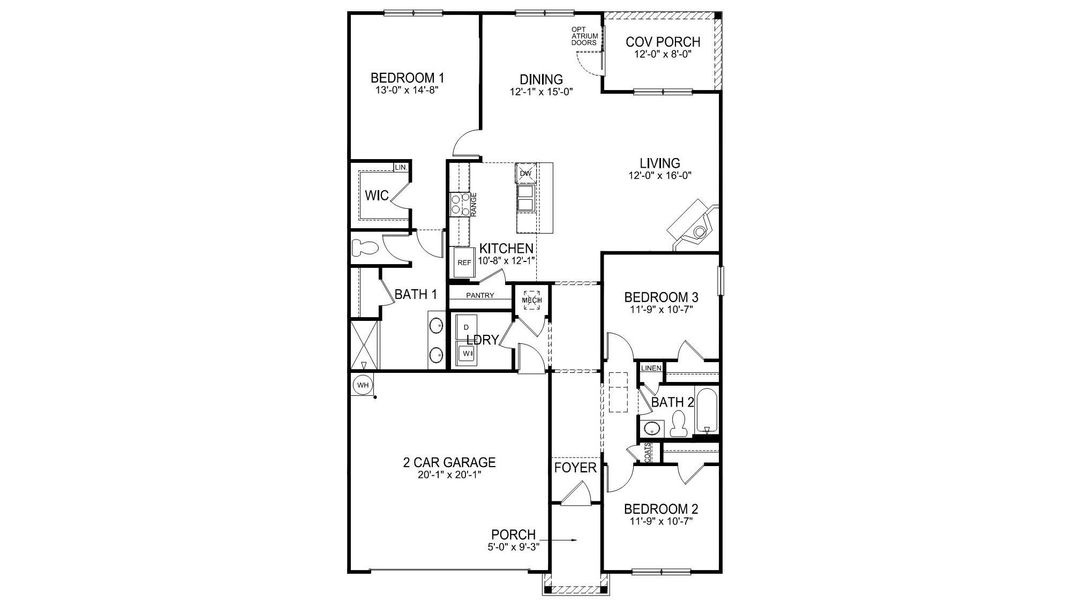 2D floor plan layout for the Aria by D.R. Horton in Logan Farms, Mooresville, NC (Image 3).