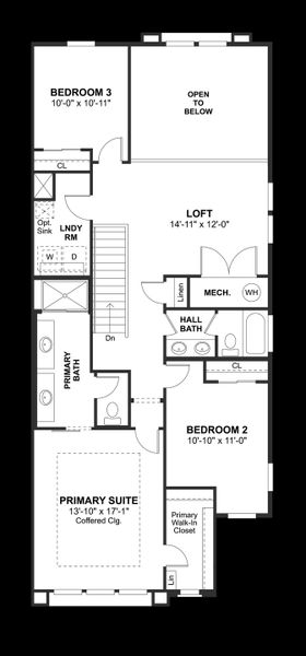 2D floor plan layout for the Sea Bright II - End Unit by K. Hovnanian® Homes in Serenity at Sonoran Foothills, Phoenix, AZ (Image 4).