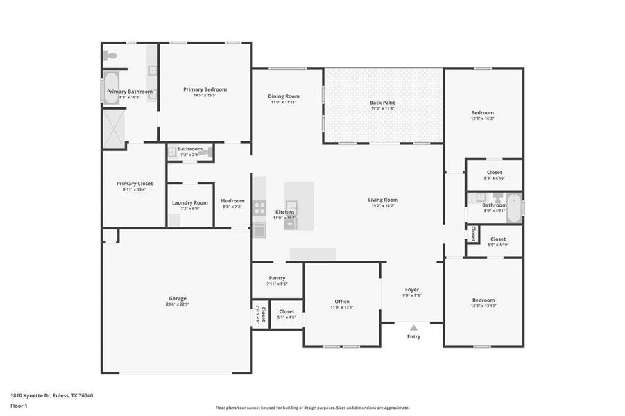 2D floor plan layout of this home in , Euless, TX (Image 4). 2D floor plan layout of this home in , Euless, TX (Image 4).