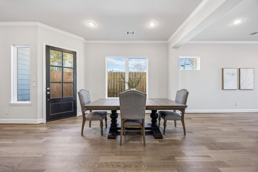 Gather in Style: A generously sized dining area, strategically positioned for ease and accessibility, crafted for memories.