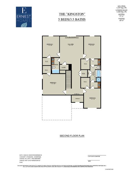 2D floor plan layout for the Kingston by Ernest Homes in Wexford, Richmond Hill, GA (Image 5).