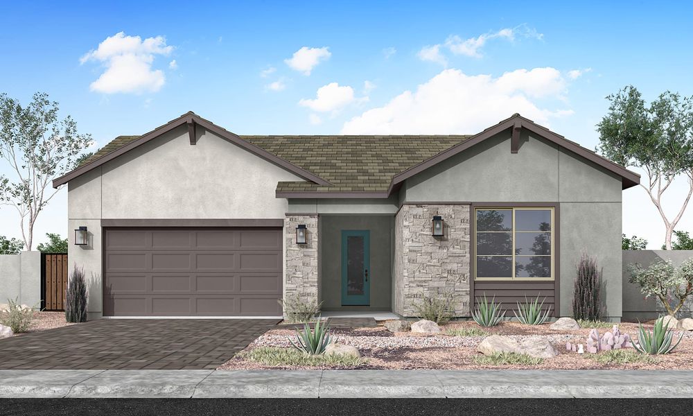 Representative exterior photo of a completed home built from the Calderwood Plan 4504 by Tri Pointe Homes in Soleo, San Tan Valley, AZ (Image 18).