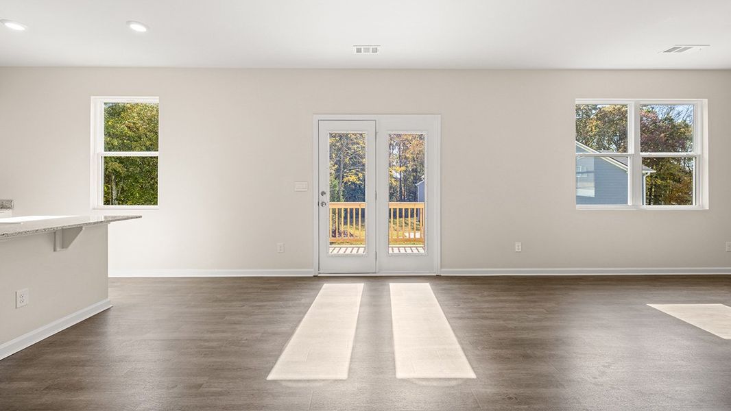 Representative unfurnished interior of a home built from the FLORA by D.R. Horton in Thompson Ridge, Dallas (Image 11). Representative unfurnished interior of a home built from the FLORA by D.R. Horton in Thompson Ridge, Dallas (Image 11).