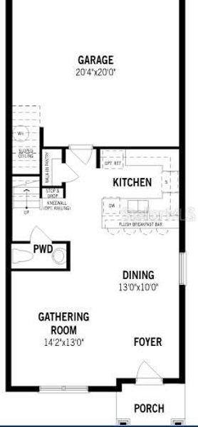 2D floor plan layout of this home in Gardenia Reserve, Apopka, FL (Image 3).