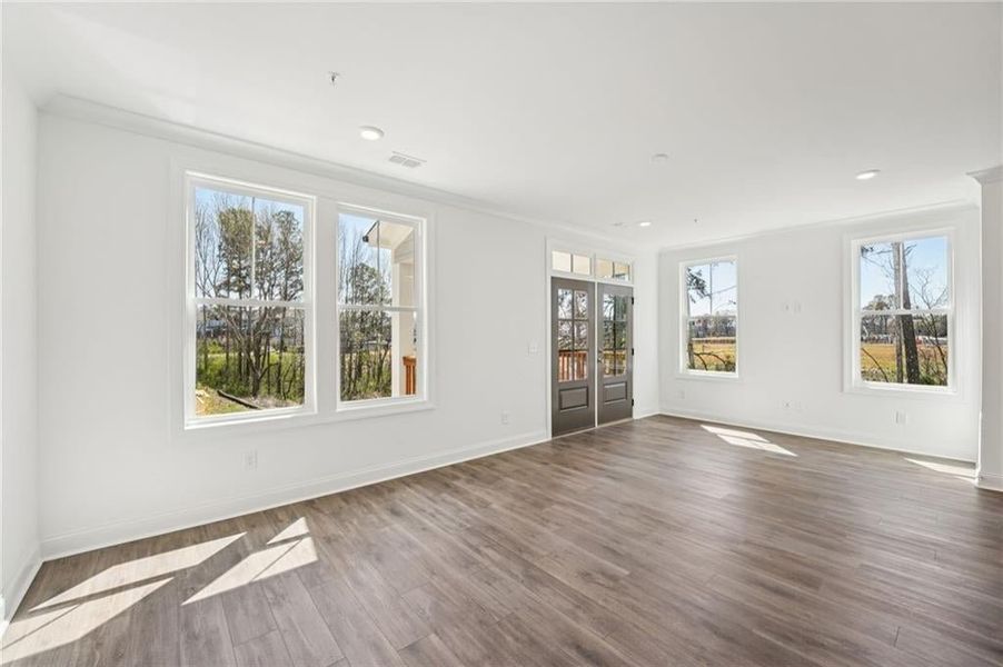 Natural light fills the mainlevel
