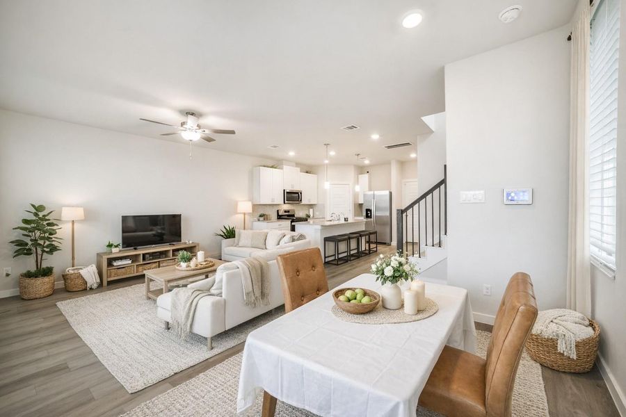The comfortable dining area in the main living space. The comfortable dining area in the main living space.