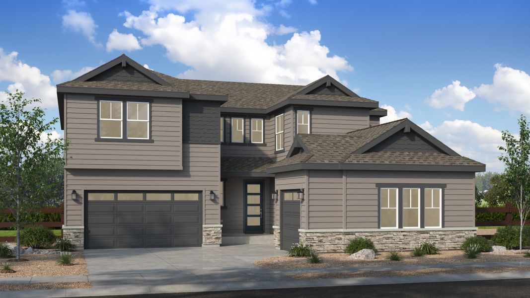 Representative exterior photo of a completed home built from the Steamboat Plus | A Multi-Gen Home by Taylor Morrison in Parterre, Thornton, CO (Image 19).