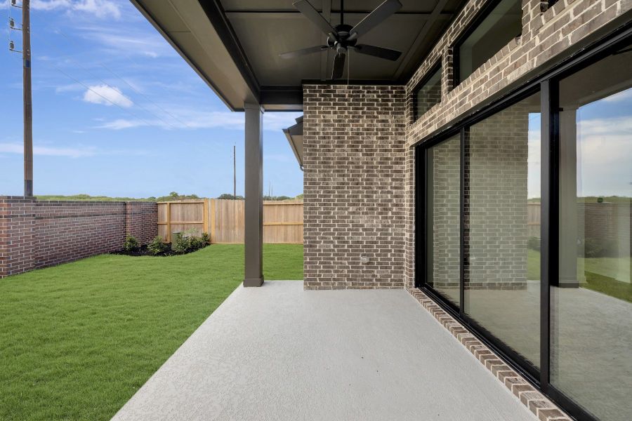Exterior details and patio area of a home in Sienna - Grove Collection, Missouri City (Image 4). Exterior details and patio area of a home in Sienna - Grove Collection, Missouri City (Image 4).