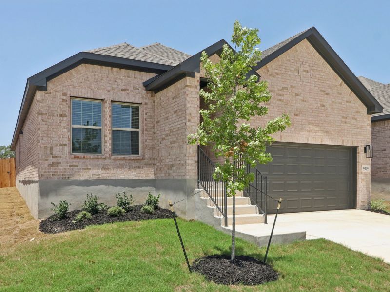 Front exterior of a new home in Kallison Ranch, San Antonio, TX, highlighting curb appeal (Image 23).