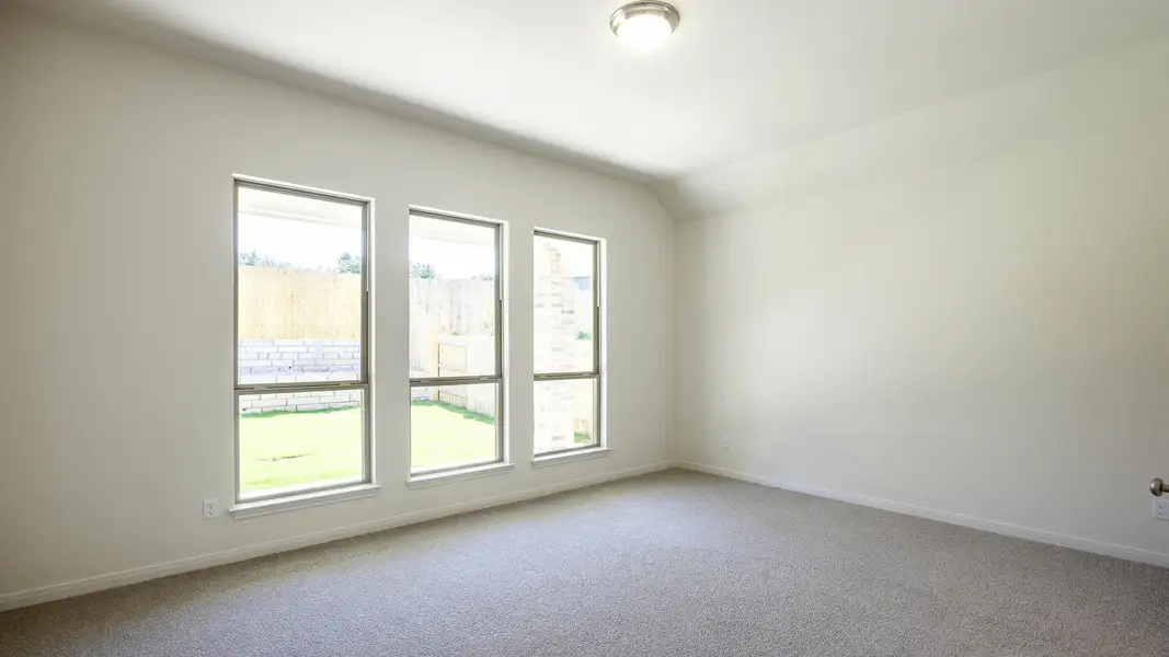 Carpeted spare room with baseboards and vaulted ceiling Carpeted spare room with baseboards and vaulted ceiling
